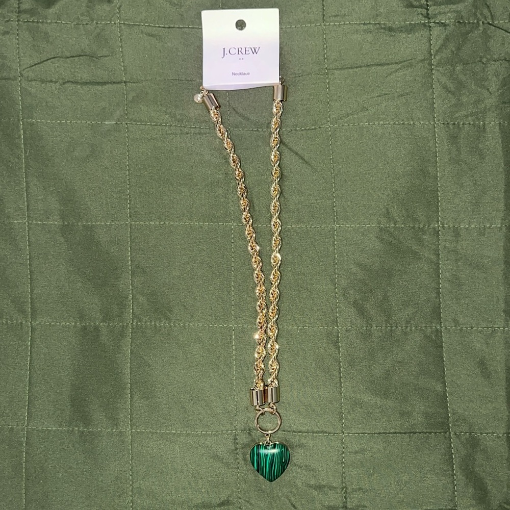 New J.Crew Factory Heart Malachite Necklace